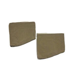 2 Vintage Black Tan Gingham Scalloped Valances Short Curtains Lined Check Print